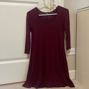 Maroon Quarter Sleeve Dress